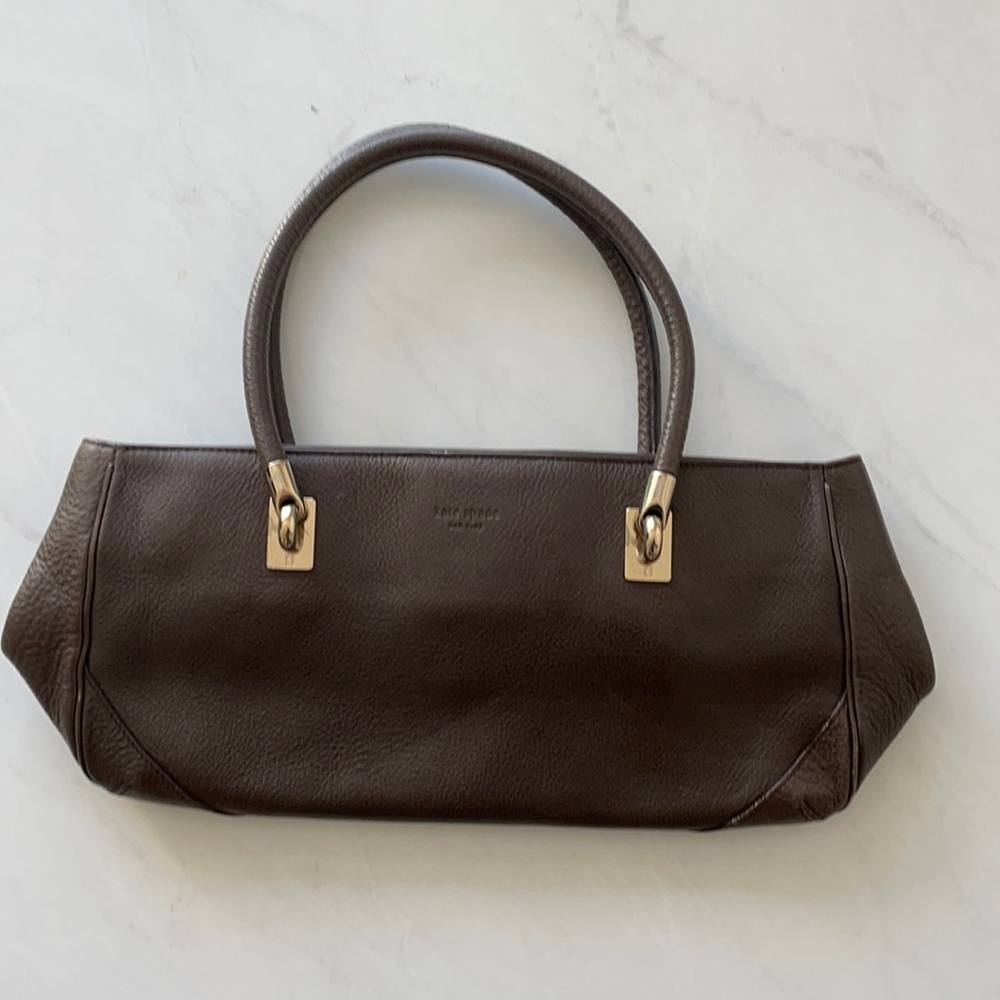 Kate Spade Dark Brown Shoulder Bag with Gold Accents